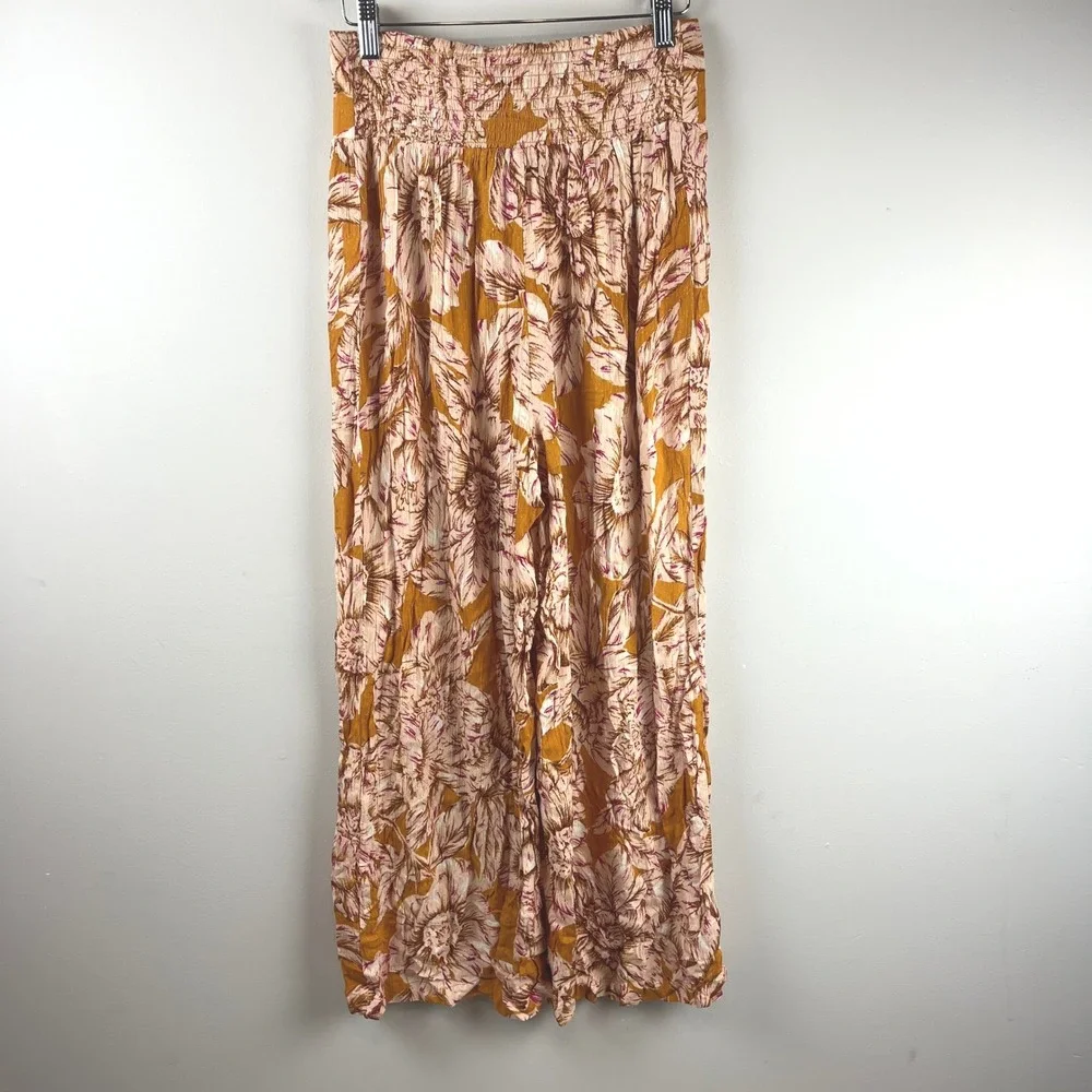 2/$30 New with tag Band of The Free Tan Arizona Gold Floral Wide Leg Pants Small - Picture 6 of 9